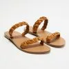 Atmos&Here Remi Woven Leather Slides Tan Leather