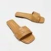 Atmos&Here Betty Woven Leather Slides Tan Leather