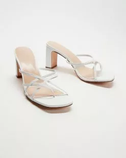 Atmos&Here Sofie Leather Heels White Leather