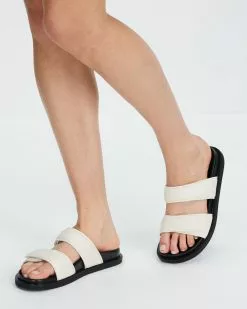 Atmos&Here Flora Leather Sandals Cream Leather