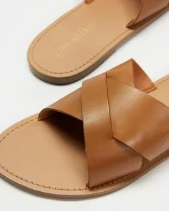 Atmos&Here Rhone Leather Slides Tan Leather -Sandals Sales Shop http3A2F2Fstatic.theiconic.com .au2Fp2Fatmos here 5275 8663921 3