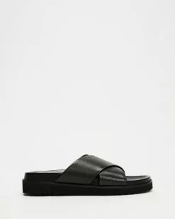 Atmos&Here Maxime Leather Slides Black Full Grain Leather -Sandals Sales Shop http3A2F2Fstatic.theiconic.com .au2Fp2Fatmos here 5335 4743921 3