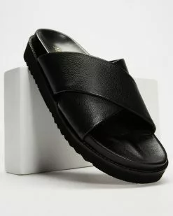 Atmos&Here Maxime Leather Slides Black Full Grain Leather -Sandals Sales Shop http3A2F2Fstatic.theiconic.com .au2Fp2Fatmos here 5335 4743921 4