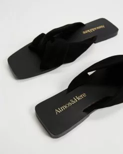 Atmos&Here Alina Leather Slides Black Suede -Sandals Sales Shop http3A2F2Fstatic.theiconic.com .au2Fp2Fatmos here 5364 1056131 5