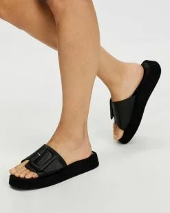 Atmos&Here Pia Leather Flatform Slides Black Leather & Suede -Sandals Sales Shop http3A2F2Fstatic.theiconic.com .au2Fp2Fatmos here 6371 4159131 4