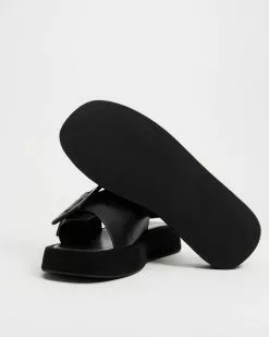 Atmos&Here Pia Leather Flatform Slides Black Leather & Suede -Sandals Sales Shop http3A2F2Fstatic.theiconic.com .au2Fp2Fatmos here 6371 4159131 5