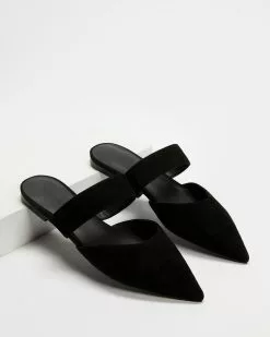 Atmos&Here Kaye Leather Flats Black Suede
