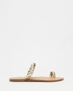 Atmos&Here Rae Braided Slides Soft Gold Leather