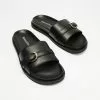 Atmos&Here Freya Leather Slides Black Leather