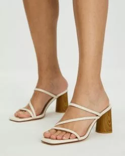 Atmos&Here Yin Leather Heels Cream Leather