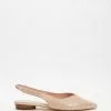 Atmos&Here Fiona Leather Slingback Flats Nude Croc Embossed Leather