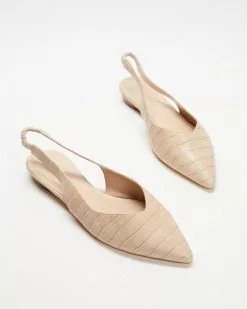 Atmos&Here Fiona Leather Slingback Flats Nude Croc Embossed Leather -Sandals Sales Shop http3A2F2Fstatic.theiconic.com .au2Fp2Fatmos here 9198 3173231 3