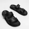 Atmos&Here Fae Leather Slides Black Leather