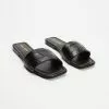 Atmos&Here Betty Woven Leather Slides Black Leather