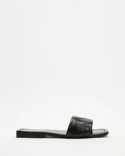 Atmos&Here Betty Woven Leather Slides Black Leather -Sandals Sales Shop http3A2F2Fstatic.theiconic.com .au2Fp2Fatmos here 9382 6518531 3