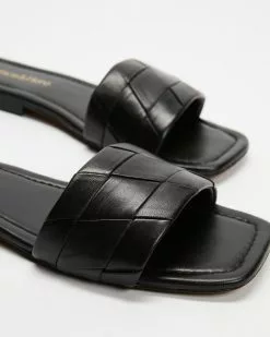 Atmos&Here Betty Woven Leather Slides Black Leather -Sandals Sales Shop http3A2F2Fstatic.theiconic.com .au2Fp2Fatmos here 9382 6518531 4