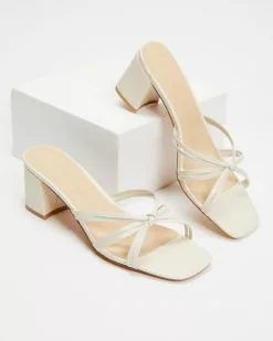 Atmos&Here Tayla Leather Heels Cream Leather