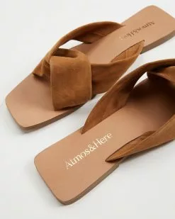 Atmos&Here Alina Leather Slides Sand Suede -Sandals Sales Shop http3A2F2Fstatic.theiconic.com .au2Fp2Fatmos here 9496 2056131 5