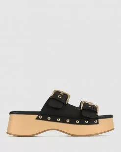 Betts Tess Chunky Clog Sandals Black