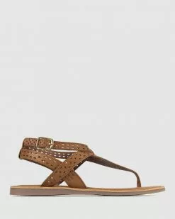 Betts Kivari Leather Toe Post Sandals Cognac