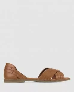 Betts La Scarla Leather Huarache Sandals Cognac