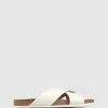 Betts Crete Cross Band Leather Sandals White
