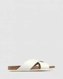 Betts Crete Cross Band Leather Sandals White