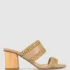 Betts Katie Block Heel Mules Natural Raffia