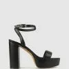 Betts Swoop Block Heel Platform Sandals Black
