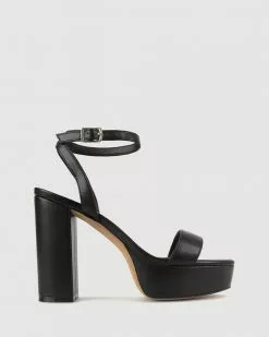 Betts Swoop Block Heel Platform Sandals Black