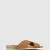 Betts Crete Cross Band Leather Sandals Tan