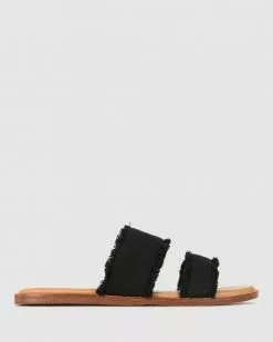Betts Mirage Linen Slides Black Linen