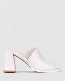 Betts Slick Square Toe Mules White