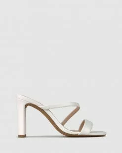 Betts Skyler Skinny Block Heel Mules White