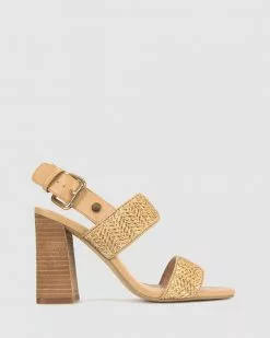 Betts Prim Raffia Block Heels Natural Raffia