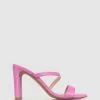 Betts Skyler Skinny Block Heel Mules Pink