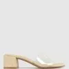 Betts Siara Vinylite Block Heel Mules Natural