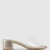 Betts Siara Vinylite Block Heel Mules Gold