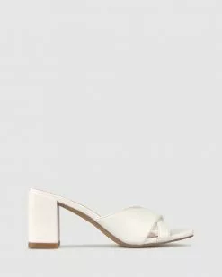 Betts Lillydale Block Heel Mules White