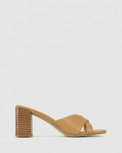 Betts Lillydale Block Heel Mules Tan
