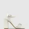 Betts Kennedy 2 Diamante Block Heels White