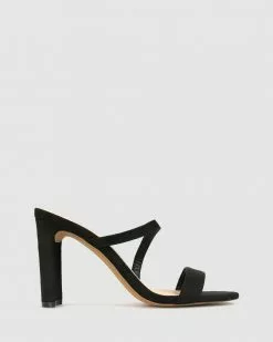 Betts Skyler Skinny Block Heel Mules Black