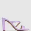 Betts Skyler Skinny Block Heel Mules Lilac