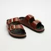 Birkenstock Arizona Embossed Smooth Leather Narrow - Women's Cognac