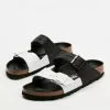 Birkenstock Arizona Embossed Leather Narrow Fit Black & White