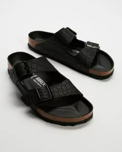 Birkenstock Arizona Embossed Semi Exquisite Leather Regular - Women's Black Croc