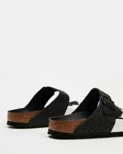 Birkenstock Arizona Embossed Leather Narrow Fit Black & White -Sandals Sales Shop http3A2F2Fstatic.theiconic.com .au2Fp2Fbirkenstock 1690 9764341 3