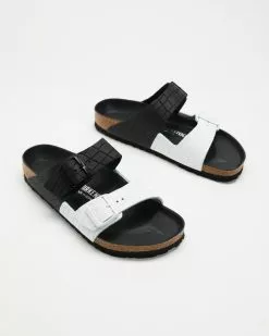 Birkenstock Arizona Split Embossed Leather - Regular - Women's Black & White