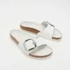 Birkenstock Madrid Big Buckle Grained Leather Regular - Women's White