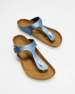 Birkenstock Gizeh Birko-Flor Regular - Women's Icy Metallic Azure Blue